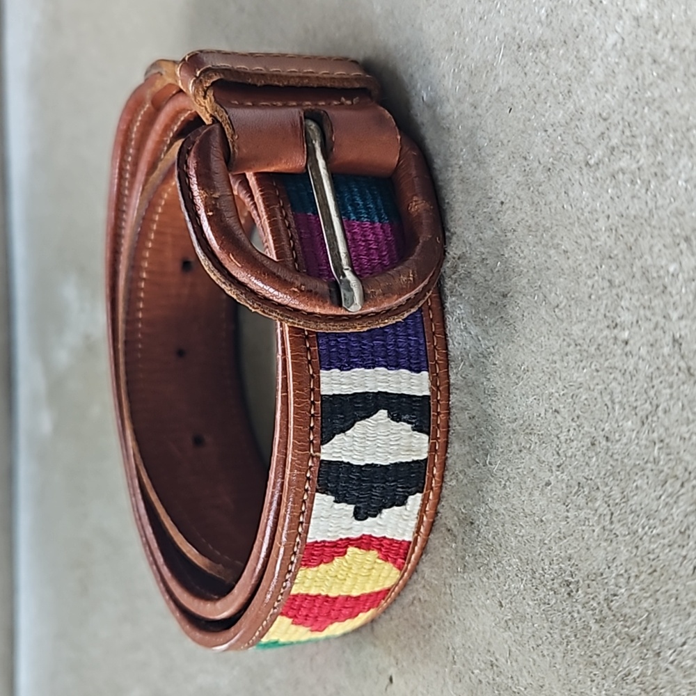 Leather and Multi-color Cotton Belt